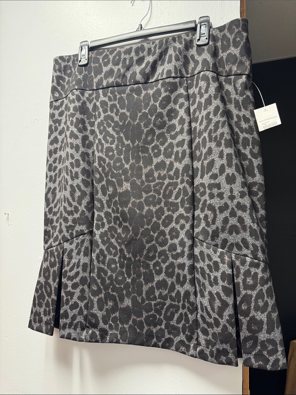 Cato Gray Leopard Print A-Line Skirt